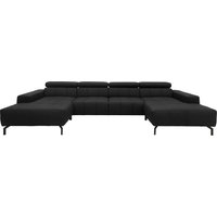 DOMO collection Wohnlandschaft "Cunelli tolle Sitznähte als Designelement, fester Sitzkomfort, U-Form", wahlweise mit Kopfteilverstellung, bodenfrei von Domo Collection