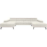 DOMO collection Wohnlandschaft "Cunelli tolle Sitznähte als Designelement, fester Sitzkomfort, U-Form", wahlweise mit Kopfteilverstellung, bodenfrei von Domo Collection