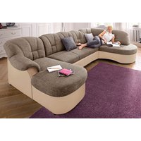 DOMO collection Wohnlandschaft "Flores auch in Leder-Bezug, B/T/H: 293/180/86 cm, U-Form" wahlweise mit Bettfunktion, wahlweise mit Federkern von Domo Collection