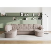DOMO collection Wohnlandschaft "Pegnitz, zeitlos und modern, mit attraktiver Rückensteppung, U-Form", wahlweise mit Bettfunktion von Domo Collection