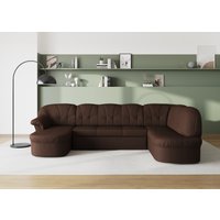 DOMO collection Wohnlandschaft "Pegnitz, zeitlos und modern, mit attraktiver Rückensteppung, U-Form", wahlweise mit Bettfunktion von Domo Collection