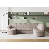 DOMO collection Wohnlandschaft "Pegnitz, zeitlos und modern, mit attraktiver Rückensteppung, U-Form", wahlweise mit Bettfunktion von Domo Collection