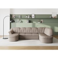 DOMO collection Wohnlandschaft "Pegnitz, zeitlos und modern, mit attraktiver Rückensteppung, U-Form", wahlweise mit Bettfunktion von Domo Collection