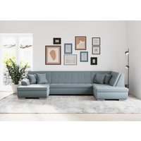 DOMO collection Wohnlandschaft "Treviso incl. Zierkissen, moderne Steppung, XXL: B/T/H: 364/201/83 cm", wahlweise mit Bettfunktion, in vielen Bezugsarten auch in Cord U-Form von Domo Collection