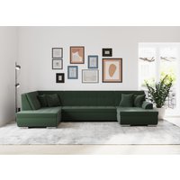 DOMO collection Wohnlandschaft "Treviso incl. Zierkissen, moderne Steppung, XXL: B/T/H: 364/201/83 cm", wahlweise mit Bettfunktion, in vielen Bezugsarten auch in Cord U-Form von Domo Collection