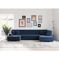 DOMO collection Wohnlandschaft "Treviso incl. Zierkissen, moderne Steppung, XXL: B/T/H: 364/201/83 cm", wahlweise mit Bettfunktion, in vielen Bezugsarten auch in Cord U-Form von Domo Collection