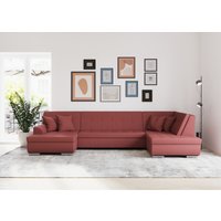 DOMO collection Wohnlandschaft "Treviso incl. Zierkissen, moderne Steppung, XXL: B/T/H: 364/201/83 cm", wahlweise mit Bettfunktion, in vielen Bezugsarten auch in Cord U-Form von Domo Collection