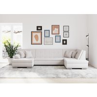 DOMO collection Wohnlandschaft "Treviso incl. Zierkissen, moderne Steppung, XXL: B/T/H: 364/201/83 cm", wahlweise mit Bettfunktion, in vielen Bezugsarten auch in Cord U-Form von Domo Collection