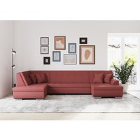 DOMO collection Wohnlandschaft "Treviso incl. Zierkissen, moderne Steppung, XXL: B/T/H: 364/201/83 cm", wahlweise mit Bettfunktion, in vielen Bezugsarten auch in Cord U-Form von Domo Collection