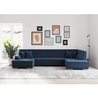 DOMO collection Wohnlandschaft "Treviso incl. Zierkissen, moderne Steppung, XXL: B/T/H: 364/201/83 cm", wahlweise mit Bettfunktion, in vielen Bezugsarten auch in Cord U-Form von Domo Collection