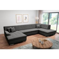 DOMO collection Wohnlandschaft "Treviso incl. Zierkissen, moderne Steppung, XXL: B/T/H: 364/201/83 cm", wahlweise mit Bettfunktion, in vielen Bezugsarten auch in Cord U-Form von Domo Collection