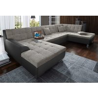 DOMO collection Wohnlandschaft "Treviso incl. Zierkissen, moderne Steppung, XXL: B/T/H: 364/201/83 cm" wahlweise mit Bettfunktion, in vielen Bezugsarten auch in Cord U-Form von Domo Collection