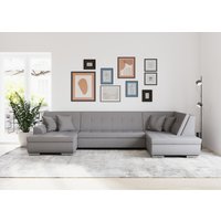 DOMO collection Wohnlandschaft "Treviso incl. Zierkissen, moderne Steppung, XXL: B/T/H: 364/201/83 cm" wahlweise mit Bettfunktion, in vielen Bezugsarten auch in Cord U-Form von Domo Collection