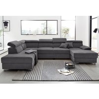 DOMO collection Wohnlandschaft "Mira, inklusive Kopfteilverstellung für mehr Wohlfühlkomfort, U-Form", wahlweise mit Bettfunktion und Bettkasten, elegant und modern von Domo Collection