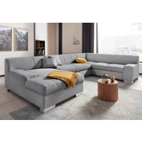 DOMO collection Wohnlandschaft "Bero, elegant und zeitlos, flache Armlehnen, Breite 328cm, U-Form" fester Sitzkomfort, wahlweise mit Bettfunktion von Domo Collection