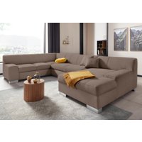 DOMO collection Wohnlandschaft "Bero, elegant und zeitlos, flache Armlehnen, Breite 328cm, U-Form" fester Sitzkomfort, wahlweise mit Bettfunktion von Domo Collection