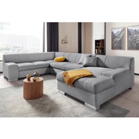 DOMO collection Wohnlandschaft "Bero, elegant und zeitlos, flache Armlehnen, Breite 328cm, U-Form" fester Sitzkomfort, wahlweise mit Bettfunktion von Domo Collection