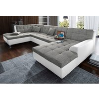 DOMO collection Wohnlandschaft "Treviso incl. Zierkissen, moderne Steppung, XXL: B/T/H: 364/201/83 cm", wahlweise mit Bettfunktion, in vielen Bezugsarten auch in Cord U-Form von Domo Collection