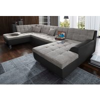 DOMO collection Wohnlandschaft "Treviso incl. Zierkissen, moderne Steppung, XXL: B/T/H: 364/201/83 cm", wahlweise mit Bettfunktion, in vielen Bezugsarten auch in Cord U-Form von Domo Collection