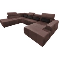 DOMO collection Wohnlandschaft "Brandon, whlw. mit Sitztiefenverstellung, whlw. Nierenkissen" mit Kopfteilverstellung, wahlweise Sitztiefenverstellung, U-Form von Domo Collection