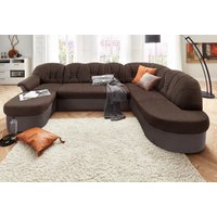 DOMO collection Wohnlandschaft "Elva, zeitlose Formensprache, elegante Rückensteppung, U-Form", wahlweise mit Bettfunktion und Federkern von Domo Collection