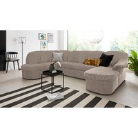 DOMO collection Wohnlandschaft "Pegnitz, zeitlos und modern, mit attraktiver Rückensteppung, U-Form", wahlweise mit Bettfunktion von Domo Collection