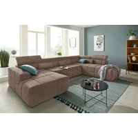 DOMO collection Wohnlandschaft "Brandon, whlw. mit Sitztiefenverstellung, whlw. Nierenkissen" mit Kopfteilverstellung, wahlweise Sitztiefenverstellung, U-Form von Domo Collection