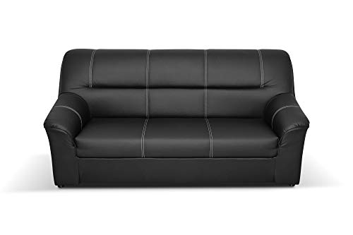 DOMO. Collection Caleu 3-Sitzer, 3er Sofa Garnitur, schwarz, 185x86x85 von DOMO. collection