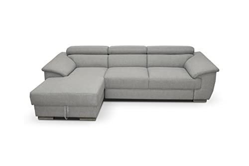 DOMO. Collection David Sofa, Ecksofa mit Rückenfunktion, Eckcouch mit Schlaffunktion und Bettkasten (Staufach), 272 x 166 cm Funtkionssofa mit Federkern in grau von DOMO. collection