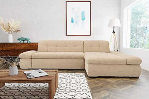DOMO. Collection Ecksofa Moric / Eckcouch mit Bett / Sofa mit Schlaffunktion in L-Form Couch mit Armlehnfunktion/ 300x172x80 cm / Schlafsofa in beige von DOMO. collection