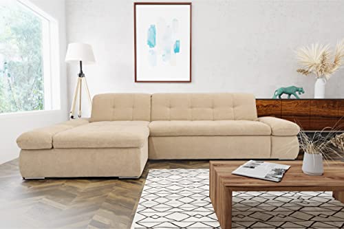 DOMO. Collection Ecksofa Moric / Eckcouch mit Bett / Sofa mit Schlaffunktion in L-Form Couch mit Armlehnfunktion/ 300x172x80 cm / Schlafsofa in beige von DOMO. collection