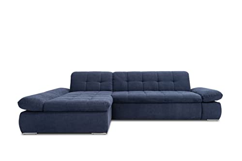 DOMO. Collection Ecksofa Moric / Eckcouch mit Bett / Sofa mit Schlaffunktion in L-Form Couch mit Armlehnfunktion/ 300x172x80 cm / Schlafsofa in dunkel blau von DOMO. collection