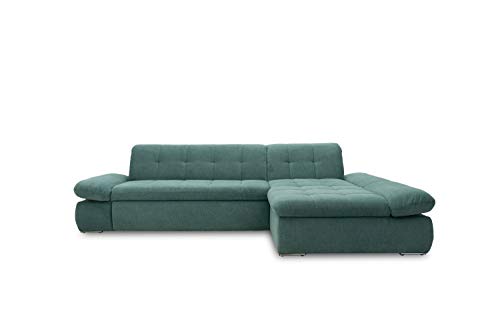 DOMO. Collection Ecksofa Moric / Eckcouch mit Bett / Sofa mit Schlaffunktion in L-Form Couch mit Armlehnfunktion/ 300x172x80 cm / Schlafsofa in petrol grün von DOMO. collection