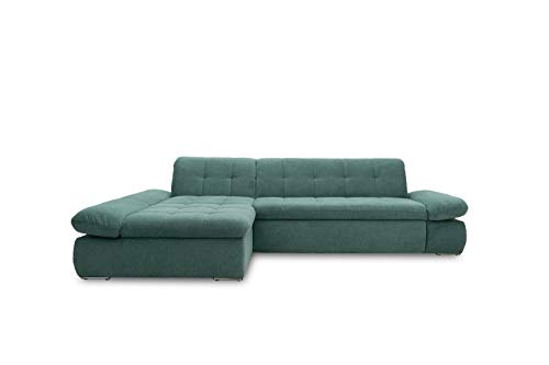 DOMO. Collection Ecksofa Moric / Eckcouch mit Bett / Sofa mit Schlaffunktion in L-Form Couch mit Armlehnfunktion/ 300x172x80 cm / Schlafsofa in petrol grün von DOMO. collection