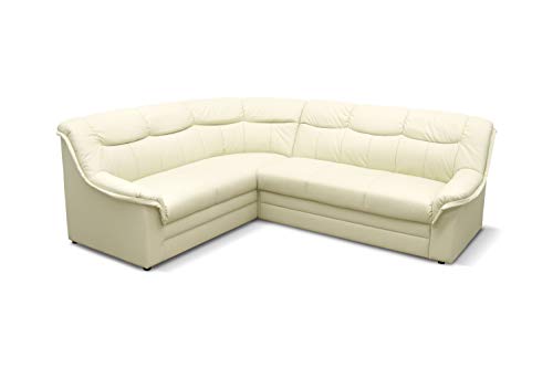 DOMO. collection Ecksofa Berlin | zeitlose Couch mit hochwertiger Ferderkern-Polsterung und Schlaffunktion | 205 x 250 x 89 cm | L-Form in beige (creme) von DOMO. collection