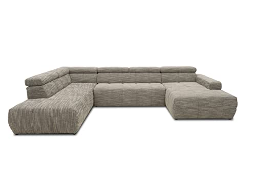 DOMO. collection Brandon Sofa, Wohnlandschaft mit Rückenfunktion in U-Form, Polsterecke Eckgarnitur, weißgrau, 228 x 359 x 175 cm von DOMO. collection