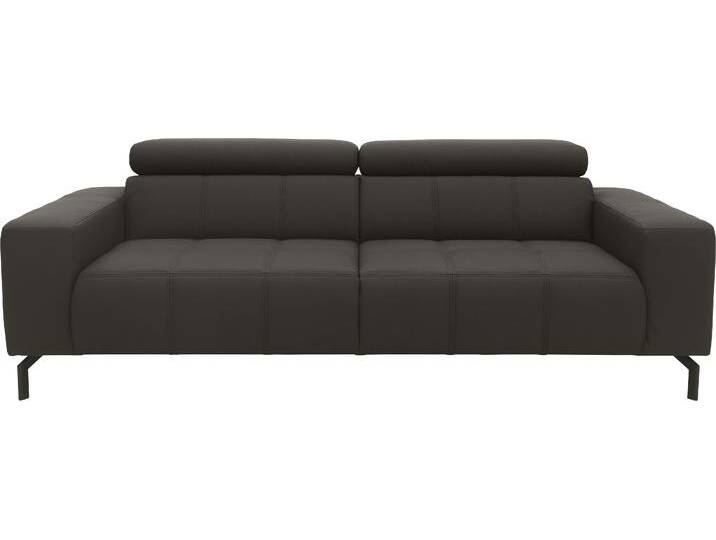 2,5-Sitzer DOMO COLLECTION Cunelli zeitlos und elegant, moderne Sitznähte als Designelement , braun (dunkelbraun), B:238cm H:79cm T:104cm, Lederlook, 100% Polyurethan, Sofas, wahlweise mit 6-fach verstellbaren Kopfteilen, fester Sitzkomfort von Domo-collection