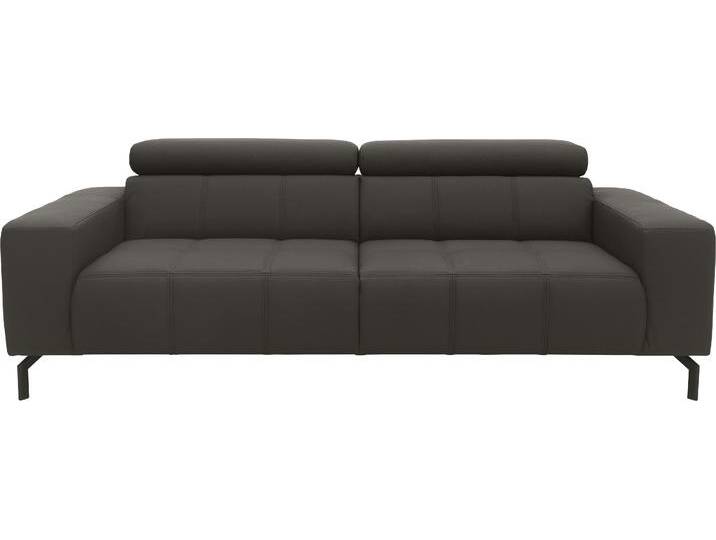 2,5-Sitzer DOMO COLLECTION Cunelli zeitlos und elegant, moderne Sitznähte als Designelement , grau, B:238cm H:79cm T:104cm, Lederlook, 100% Polyurethan, Sofas, wahlweise mit 6-fach verstellbaren Kopfteilen, fester Sitzkomfort von Domo-collection