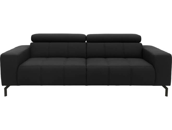 2,5-Sitzer DOMO COLLECTION Cunelli zeitlos und elegant, moderne Sitznähte als Designelement , schwarz, B:238cm H:79cm T:104cm, Lederlook, 100% Polyurethan, Sofas, wahlweise mit 6-fach verstellbaren Kopfteilen, fester Sitzkomfort von Domo-collection