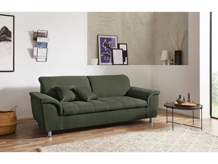 2,5-Sitzer DOMO COLLECTION Franzi, zeitlos und elegant, moderne Sitzheftung , grün, B:210cm H:81cm T:105cm, Sofas, wahlweise mit Kopfteilverstellung, inklusive Zierkissen von Domo-collection