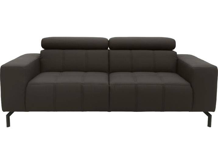 2-Sitzer DOMO COLLECTION Cunelli zeitlos und elegant, moderne Sitznähte als Designelement , braun (dunkelbraun), B:208cm H:79cm T:104cm, Lederlook, 100% Polyurethan, Sofas, wahlweise mit 6-fach verstellbaren Kopfteilen, fester Sitzkomfort von Domo-collection