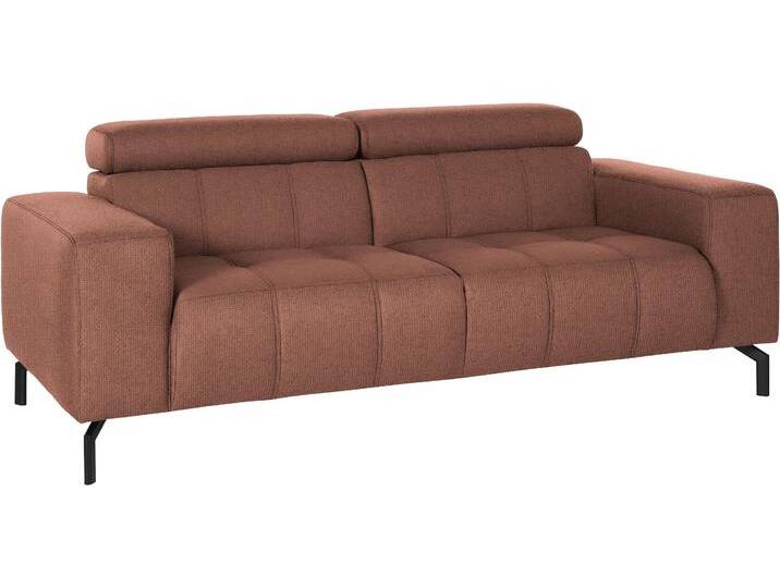 2-Sitzer DOMO COLLECTION Cunelli zeitlos und elegant, moderne Sitznähte als Designelement , rot (lachs), B:208cm H:79cm T:104cm, Sofas, wahlweise mit 6-fach verstellbaren Kopfteilen, fester Sitzkomfort von Domo-collection