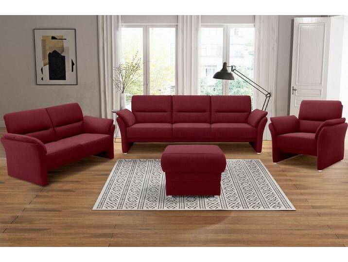 DOMO collection 2-Sitzer Pina, schmale Armlehnen, mit Federkern, kompakt & elegant, Hoher Sitzkomfort, Luxus-Microfaser weich, dunkelrot, Breite 159 cm von Domo-collection
