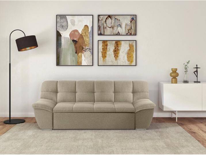 DOMO collection 2-Sitzer Splash, aktuelle Sitz- und Rückensteppung, komfortabel, flache Armlehnen zum Entspannen, grau, schlamm von Domo-collection