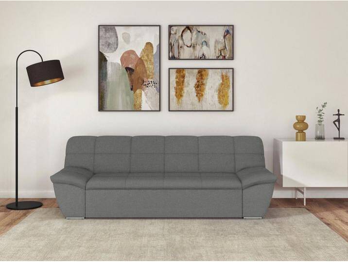 DOMO collection 3-Sitzer Splash, moderne Steppung im Sitz und Rücken, komfortabel, flache Armlehnen zum Entspannen, grau, grau von Domo-collection