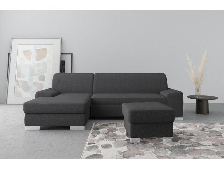DOMO collection Ecksofa Anzio L-Form, whlw. Bettfunktion, Federkern, hochwertig, Breite 271 cm, Mit Bettfunktion, Recamiere links, Feinstruktur, anthratzit von Domo-collection