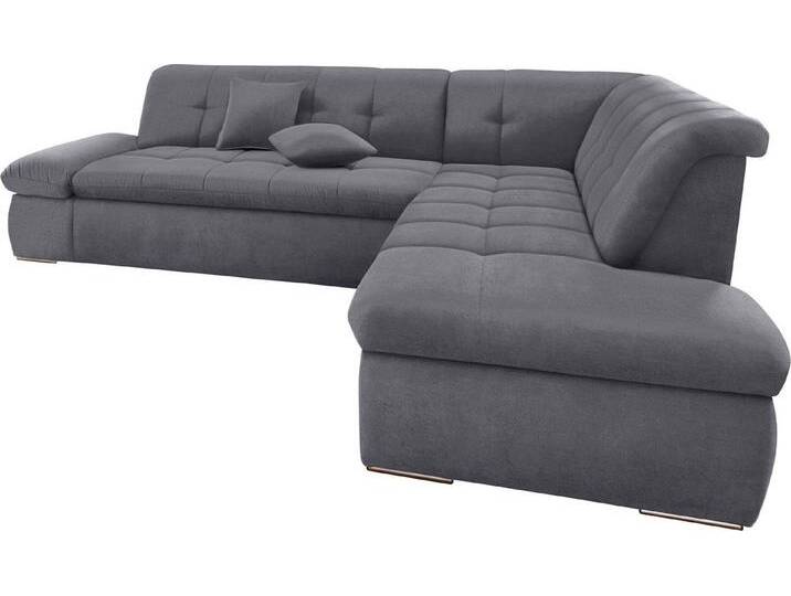 DOMO collection Ecksofa Moric Luxus incl. Zierkissen B/T/H: 273/216/80 cm, XXL, L-Form, bis 140kg pro Sitzplatz belastbar, Ottomanen-Abschluss, grau von Domo-collection