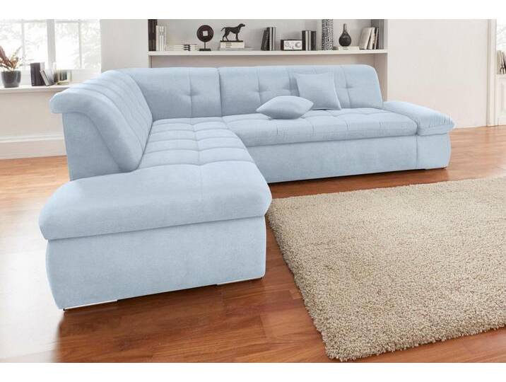 DOMO collection Ecksofa NMoric incl. Zierkissen B/T/H: 273/216/80 cm L-Form, Ottomanen-Abschluss, blau, mit Armlehnenverstellung-mit Bettfunktion von Domo-collection