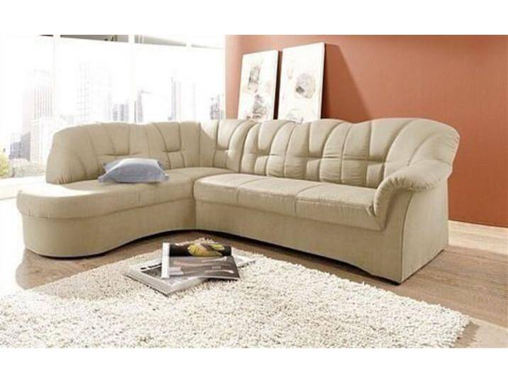 DOMO collection Ecksofa Papenburg, zeitlose Rückensteppung, elegante Armlehne, L-Form, mit Ottomane, beige, mit Bettfunktion, natur von Domo-collection