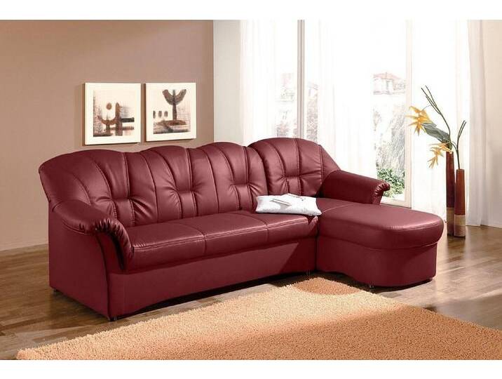 DOMO collection Ecksofa Papenburg, zeitlose Rückensteppung, elegante Formensprache, L-Form, in großer Farbvielfalt, rot, ohne Bettfunktion, karminrot von Domo-collection